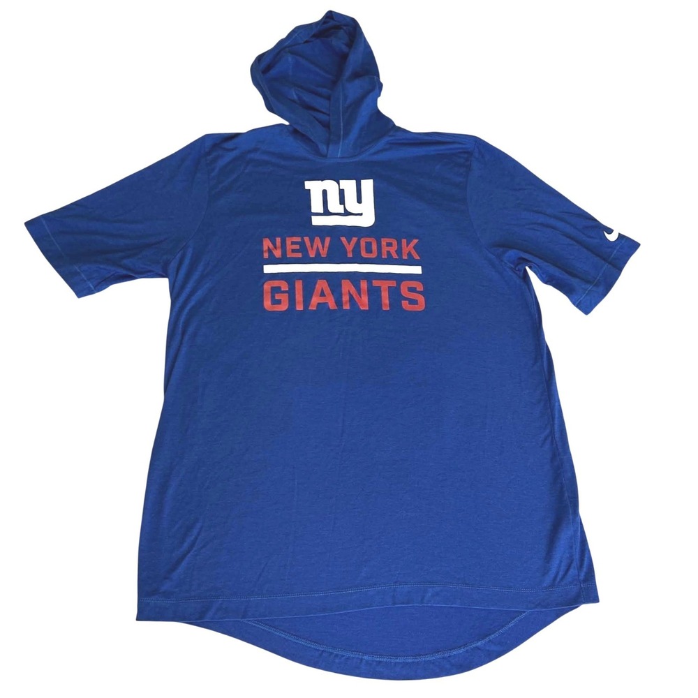 Nike NFL New York Giants Womens Blue Short Sleeve Hooded T-Shirt Size M
